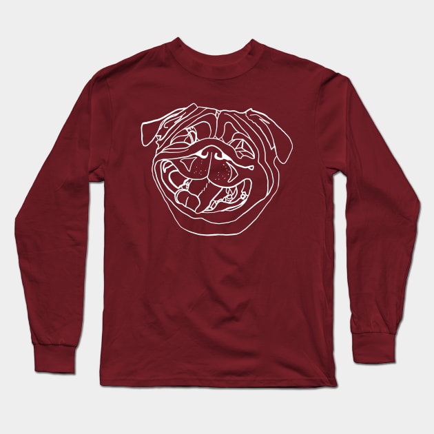 White Pug Buddy With a Huge Smile Long Sleeve T-Shirt by raylie